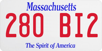 MA license plate 280BI2