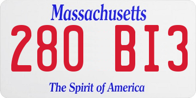 MA license plate 280BI3