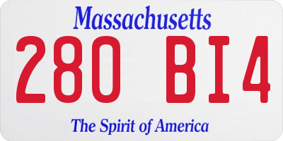 MA license plate 280BI4