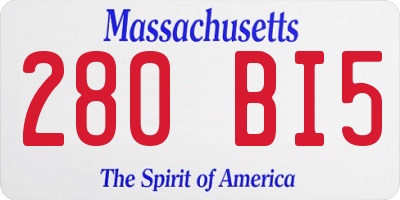 MA license plate 280BI5