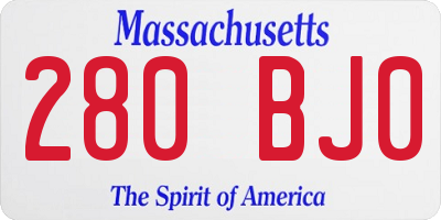MA license plate 280BJ0