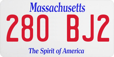 MA license plate 280BJ2