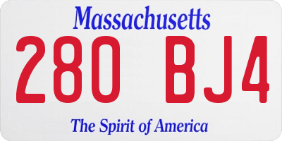 MA license plate 280BJ4