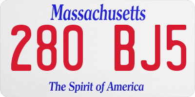 MA license plate 280BJ5