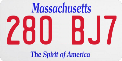 MA license plate 280BJ7