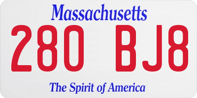 MA license plate 280BJ8