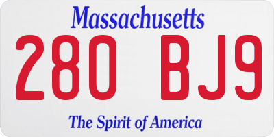 MA license plate 280BJ9