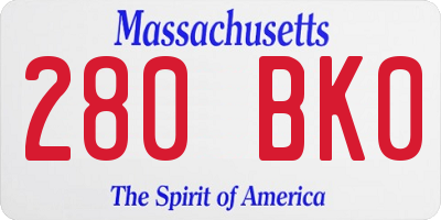 MA license plate 280BK0