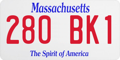 MA license plate 280BK1