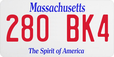 MA license plate 280BK4