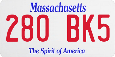 MA license plate 280BK5