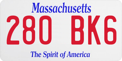 MA license plate 280BK6