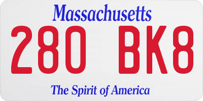MA license plate 280BK8