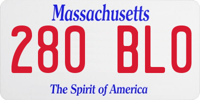 MA license plate 280BL0