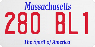 MA license plate 280BL1