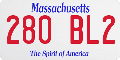 MA license plate 280BL2