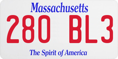 MA license plate 280BL3