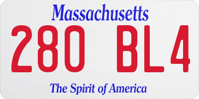 MA license plate 280BL4