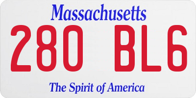 MA license plate 280BL6