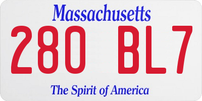 MA license plate 280BL7