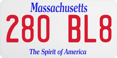 MA license plate 280BL8