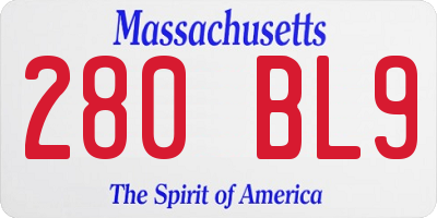 MA license plate 280BL9