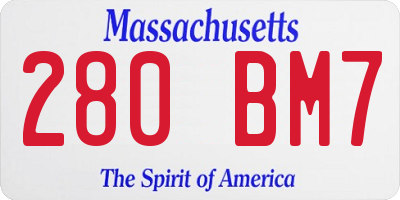 MA license plate 280BM7