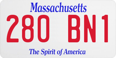 MA license plate 280BN1