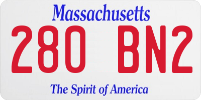MA license plate 280BN2