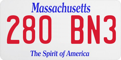MA license plate 280BN3