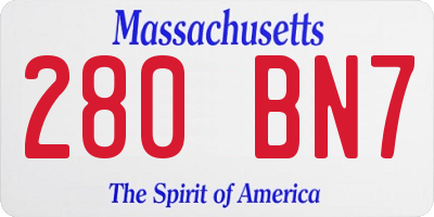MA license plate 280BN7