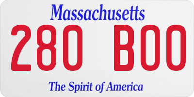 MA license plate 280BO0