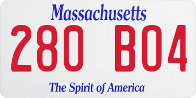 MA license plate 280BO4