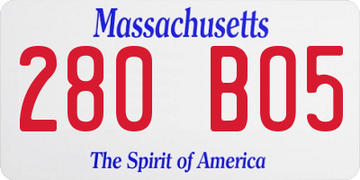 MA license plate 280BO5