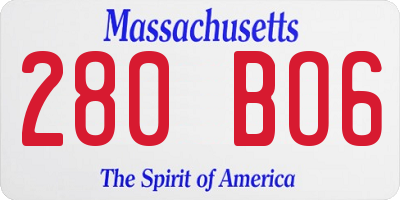 MA license plate 280BO6