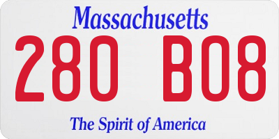 MA license plate 280BO8