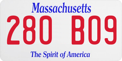 MA license plate 280BO9