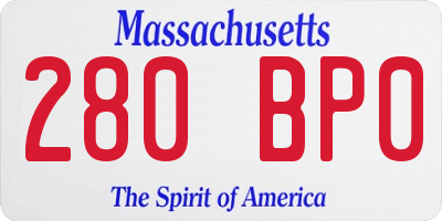 MA license plate 280BP0