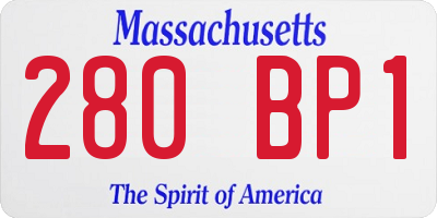 MA license plate 280BP1