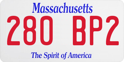 MA license plate 280BP2