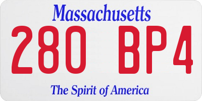 MA license plate 280BP4