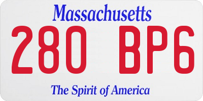 MA license plate 280BP6