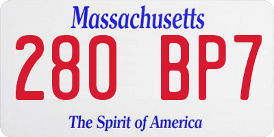 MA license plate 280BP7