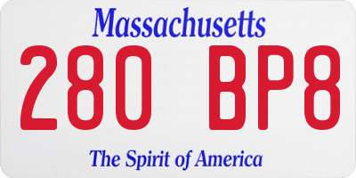 MA license plate 280BP8