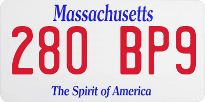 MA license plate 280BP9