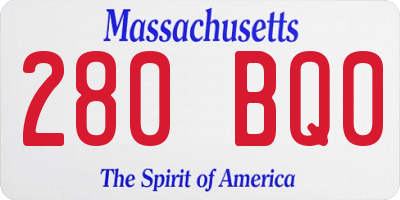 MA license plate 280BQ0