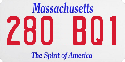 MA license plate 280BQ1