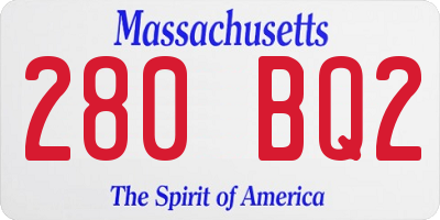 MA license plate 280BQ2
