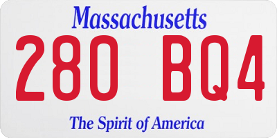 MA license plate 280BQ4