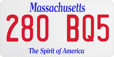 MA license plate 280BQ5